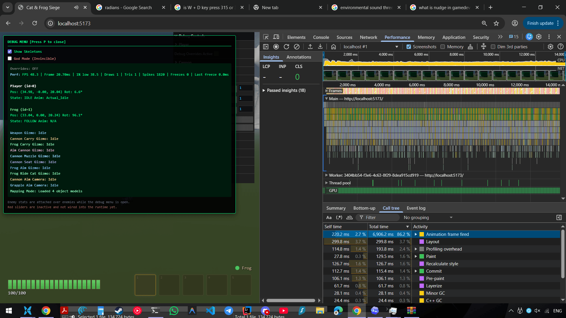 Debug browser performance